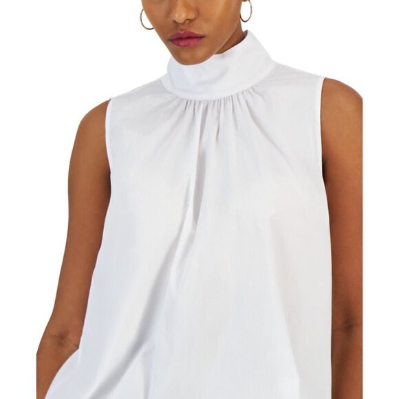 I.N.C. International Concepts Women's White Sleeveless Mock-Neck Blouse NWT - Picture 3 of 7